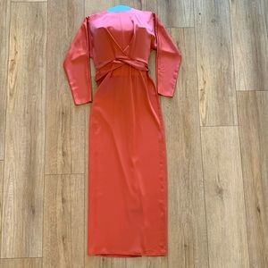 ASOS DESIGN Satin Maxi Dress; bat wing sleeve; wrap, ties; size 6; worn one time